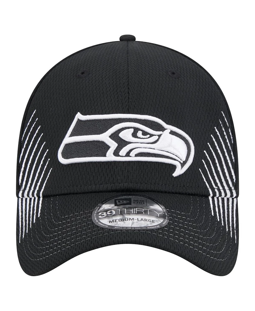 New Era Men's Black Seattle Seahawks Active 39Thirty Flex Hat