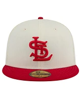 New Era Men's White St. Louis Cardinals Cooperstown Collection Chrome 59Fifty Fitted Hat