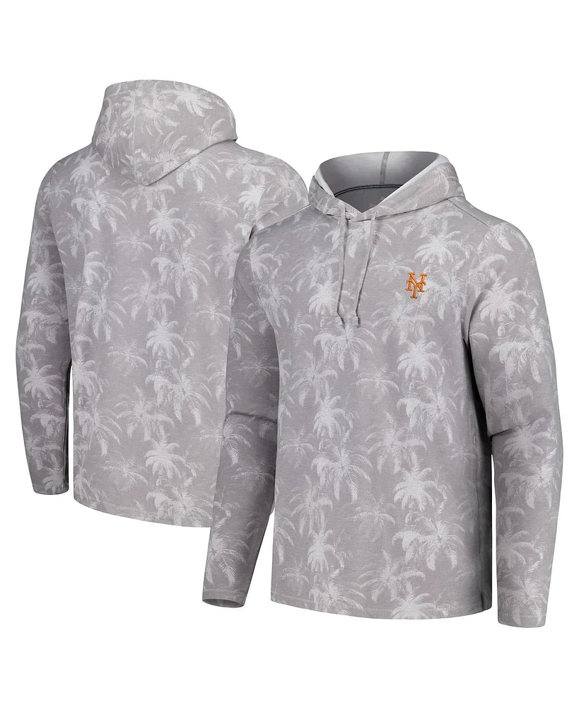 Tommy Bahama Men's Gray New York Mets Palm Frenzy Hoodie Long Sleeve T-Shirt