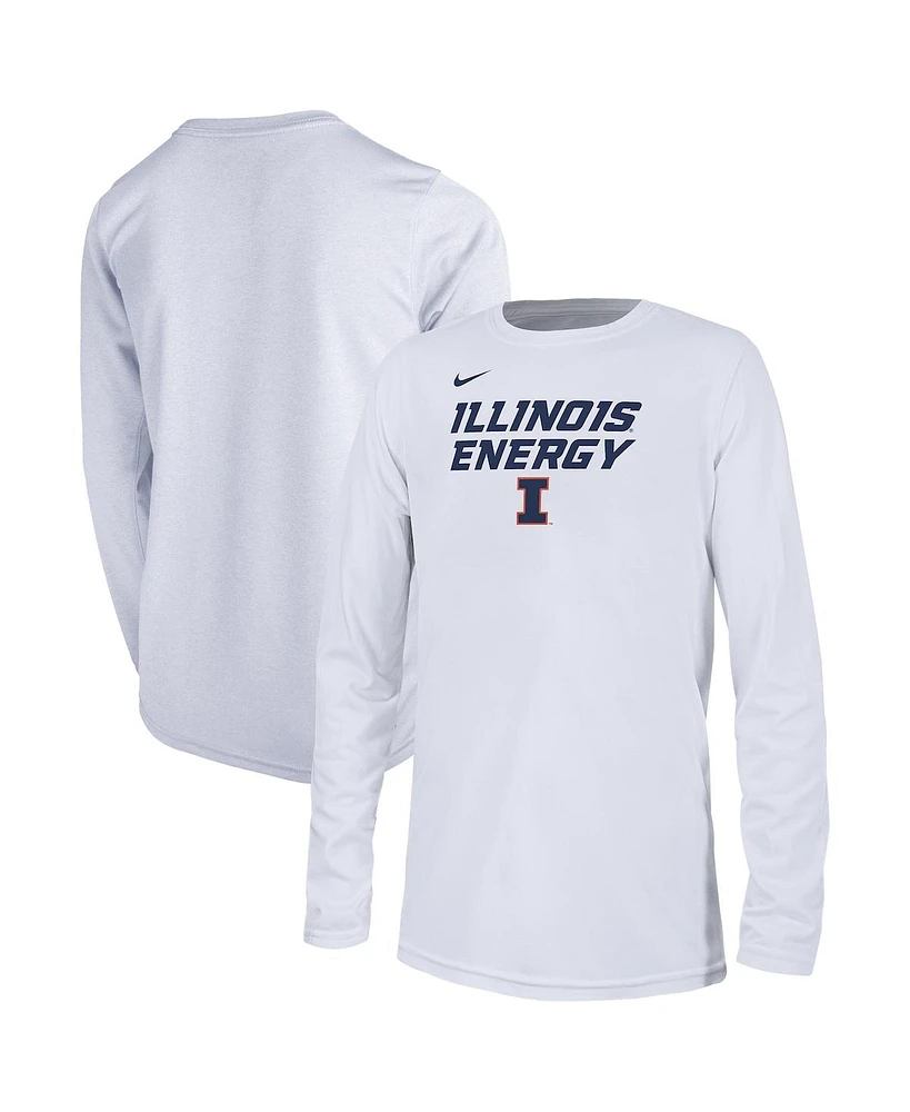 Nike Youth White Illinois Fighting Illini 2024 On-Court Bench Energy T-Shirt