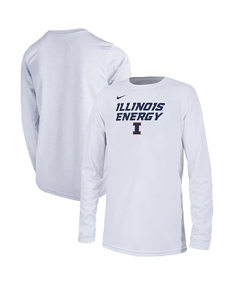 Nike Youth White Illinois Fighting Illini 2024 On-Court Bench Energy T-Shirt