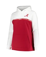 Profile Women's White/Crimson Alabama Crimson Tide Plus Size Taping Pullover Hoodie