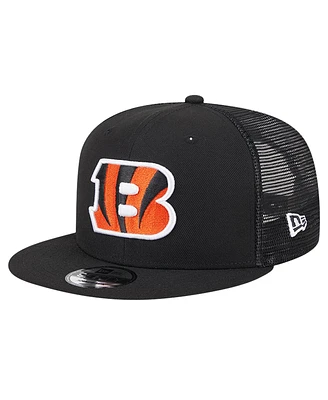 New Era Men's Black Cincinnati Bengals Main Trucker 9Fifty Snapback Hat