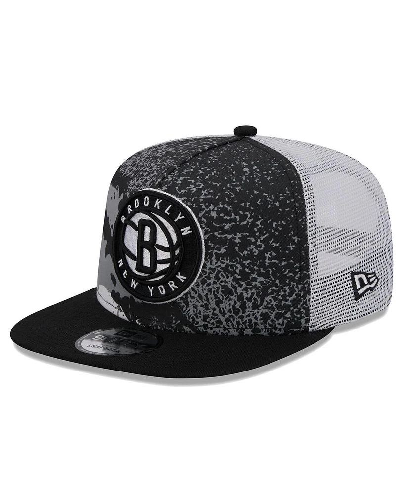 New Era Men's Black Brooklyn Nets Court Sport Speckle 9Fifty Snapback Hat