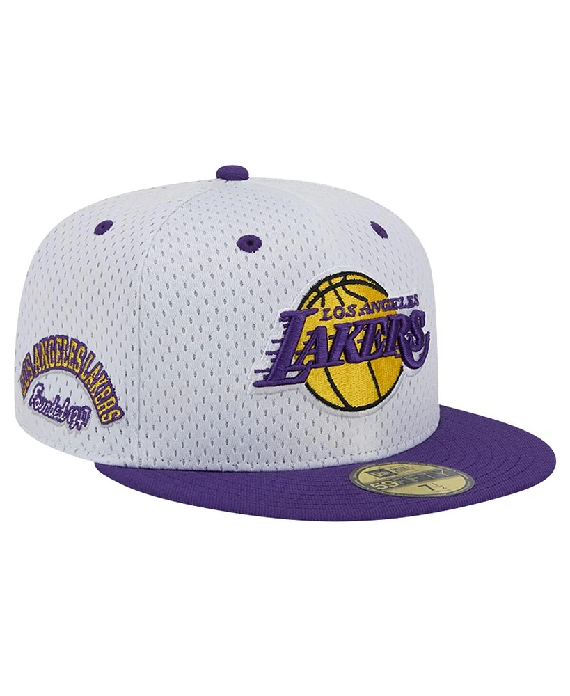 New Era Men's White/Purple Los Angeles Lakers Throwback 2Tone 59Fifty Fitted Hat