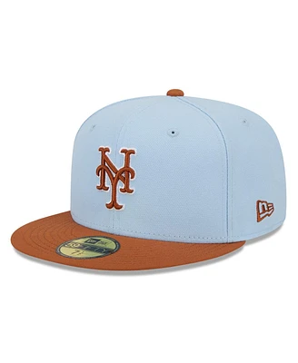 New Era Men's Light Blue/Brown York Mets Spring Color Basic Two-Tone 59Fifty Fitted Hat