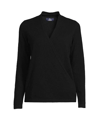 Lands' End Women's Cashmere Long Sleeve Wrap Sweater