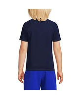 Lands' End Big Boys Husky Chlorine Resistant Short Sleeve Crew Neck Upf 50 Rash Guard