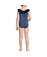 Lands' End Girls Scoop Ruffle Neck One Piece Swimsuit