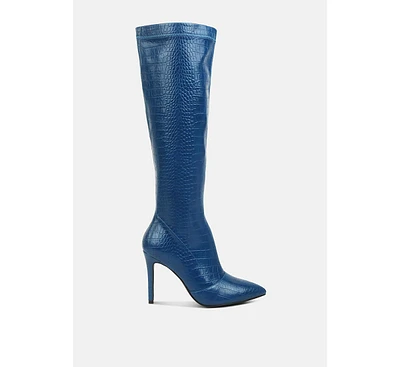 London Rag Wheedle Croc High Heeled Calf Boots