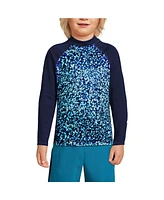 Lands' End Boys Chlorine Resistant Long Sleeve Mock Neck UPF50 Rash Guard