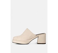 Rag & Co Delaunay Womens Suede Heeled Mules