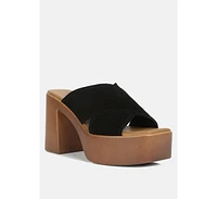 Matrix Womens Criss Cross Strap Block Heel Sandals