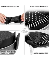 Zulay Kitchen Adjustable Clip On Silicone Pot Strainer For Most Pots & Pans