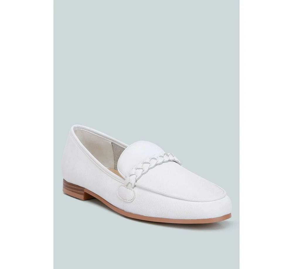 Rag & Co Kita Braided Strap Detail Loafers White