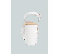Sawor Recycled Leather High Block Sandals White