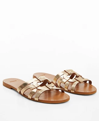 Mango Women's Leather Straps Sandals