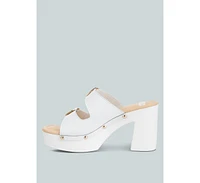 Rag & Co Kenna Dual Buckle Strap Sandals White