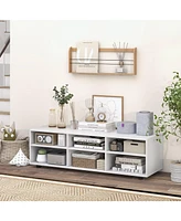 Slickblue Tv Stand with 6 Storage Compartments-White