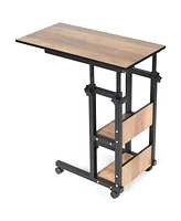 Slickblue C-Shape Mobile Snack End Table with Storage Shelves