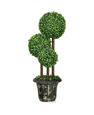 Artificial Topiary Triple Ball Tree for Indoor and Outdoor