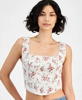 And Now This Women's Printed Woven Sleeveless Corset Top, Created for Macy's