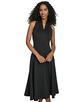 Calvin Klein Women's V-Neck Scuba-Crepe A-Line Dress