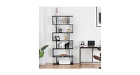 6-Tier S-Shaped Bookcase Z-Shelf Style Storage Bookshelf