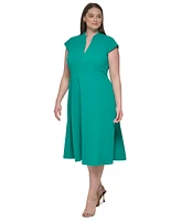 Calvin Klein Plus V-Neck Short-Sleeve A-Line Dress