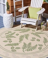 Safavieh Courtyard CY0772 Natural and Olive 5'3" x 5'3" Round Outdoor Area Rug