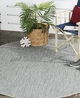 Safavieh Courtyard CY8022 Gray and Navy 5'3" x 5'3" Sisal Weave Round Outdoor Area Rug