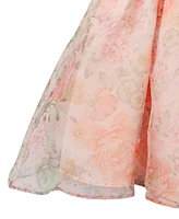 Rare Editions Toddler & Little Girls Illusion-Bodice Floral-Print Organza Social Dress