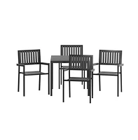 Tristan 5 Piece Indoor/Outdoor Dining Set With Table And Four Chairs With Poly Resin Slats