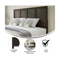 Merrick Lane Grady Queen Raised Panel Wooden Adjustable Headboard Only