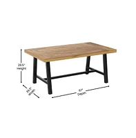 Zuli Solid Acacia Wood Dining Table With Metal Legs For Indoor And Outdoor Use