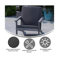 Riviera All-Weather Poly Resin Wood Adirondack Style Deep Seat Patio Club Chair With Cushions