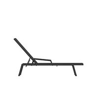 Emma+Oliver Braelin Textilene Adjustable 5 Position Patio Chaise Lounge With Armrests And Metal Frame