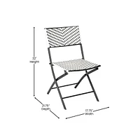 Emma+Oliver Ciel Three Piece Folding Bistro Set In Pe Rattan With Metal Frames For Indoor And Outdoor Use