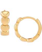 Polished Hearts Huggie Hoop Earrings in 14k Gold, 3/8"