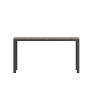 Fena 55" X 31.5" Outdoor Dining Table With Faux Teak Poly Slat Top And Metal Frame