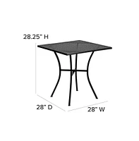 Emma+Oliver Commercial Grade 28" Square Colorful Metal Garden Patio Table