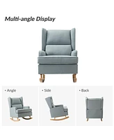 Batter son Modern Wingback Rocking Accent Chair With Solid Wooden legs