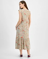 Tommy Hilfiger Women's Floral-Print V-Neck Tiered Midi Dress