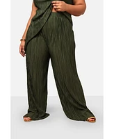 Rebdolls Plus Size Aleah Plisse Wide Leg Pant W. Pockets