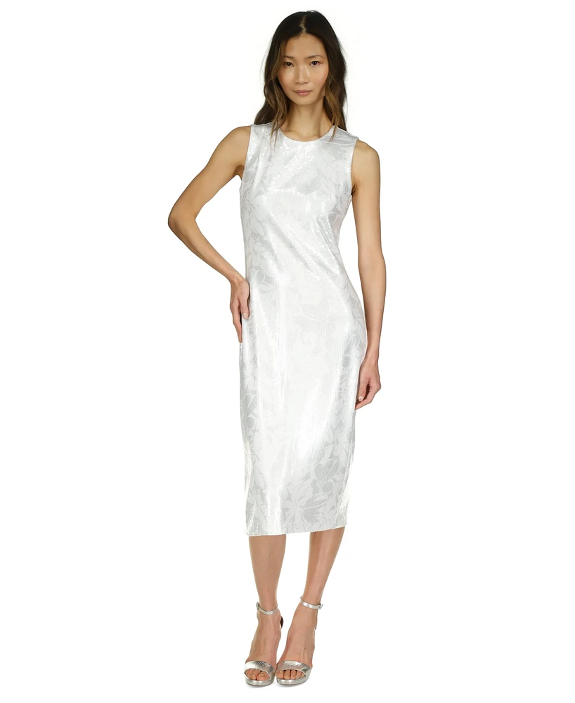 Michael Kors Women's Sequined Sleeveless Midi Dress
