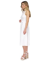 Michael Kors Women's Smocked Textured Sleeveless Midi Dress