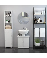 Homcom Wooden Under Sink Bathroom Storage Cabinet 3 Shelves Vanity Unit - White