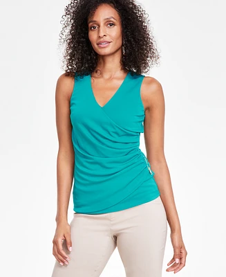 I.n.c. International Concepts Women's Side-Zip Surplice Top, Created for Macy's