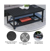 Riviera All-Weather Poly Resin Wood Two Tiered Adirondack Slatted Coffee Conversation Table
