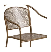 Emma+Oliver Commercial Grade 5 Pack Indoor-Outdoor Steel Patio Arm Chair With Round Back